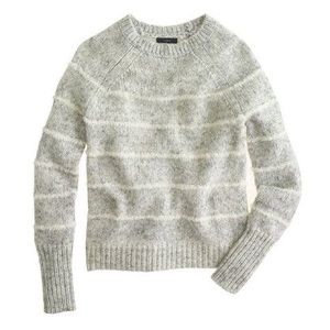 J. Crew Merino Blend Striped Sweater Grey & White Preppy Mohair Wool Pullover XS